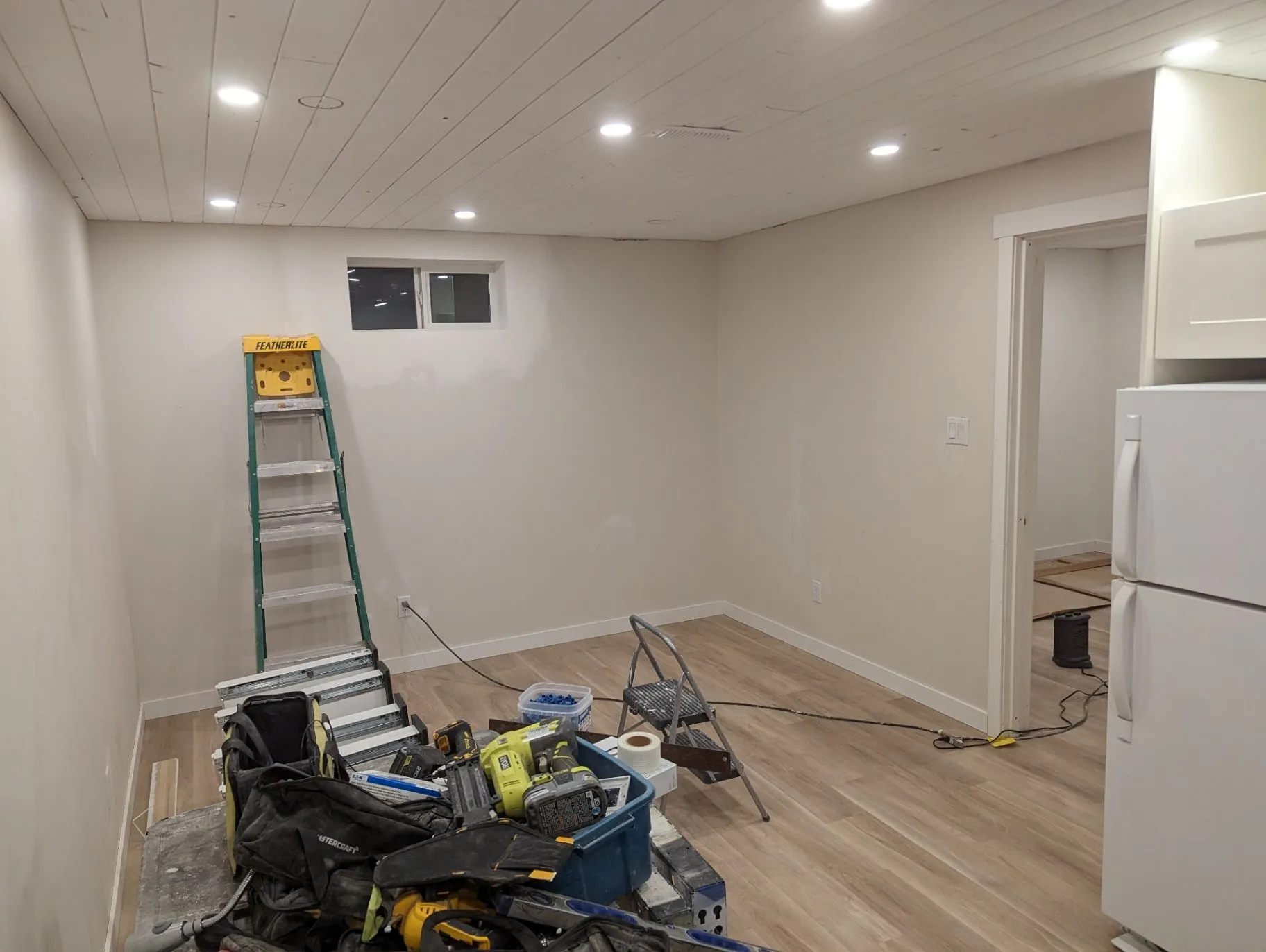 Commercial room with new ceiling and flooring still being finished