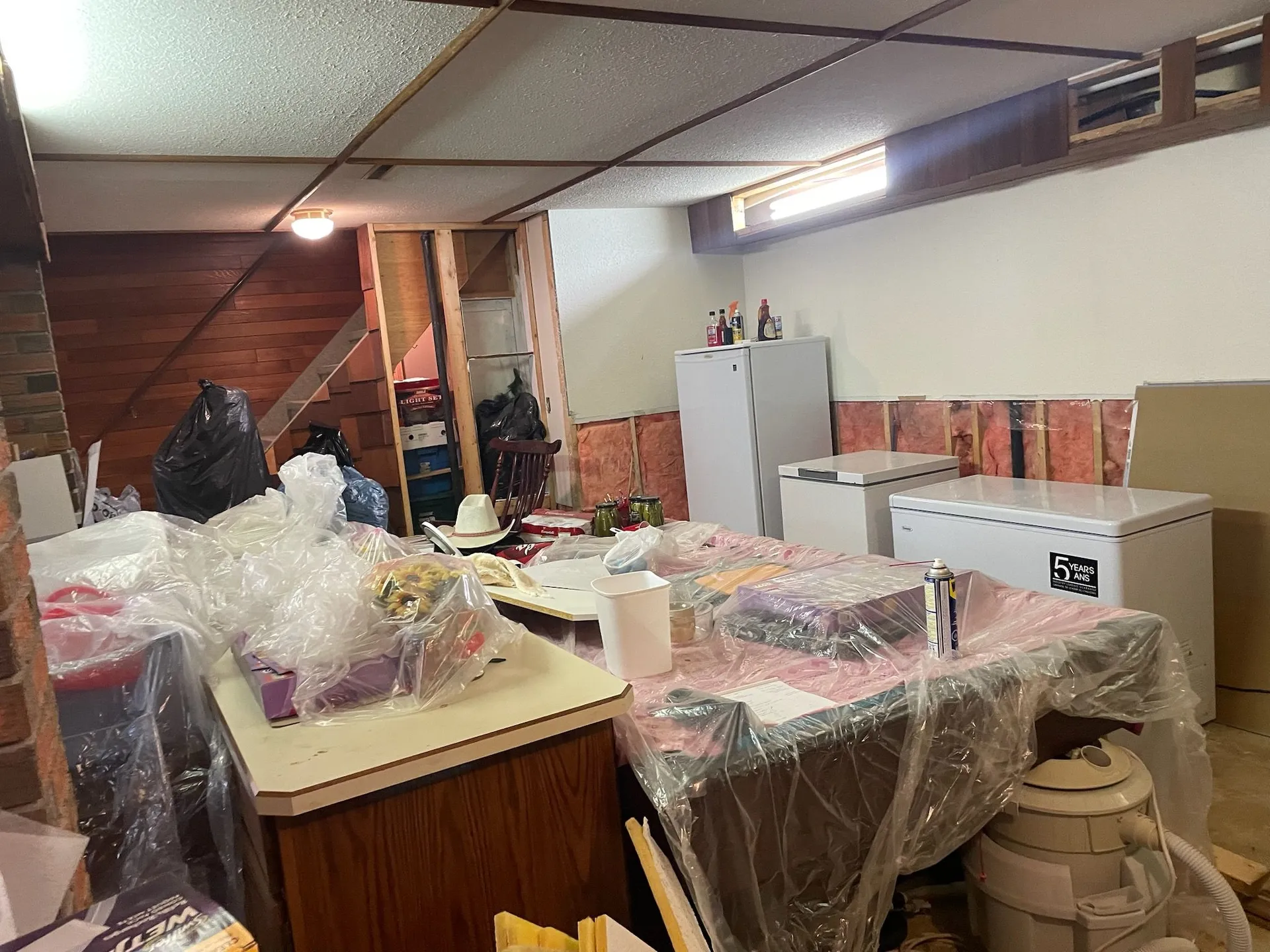 Kitchen work area protected while renovation work is underway
